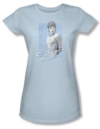 Lucille Lucy Ball Juniors Shirt Blue Lace Light Blue Tee T-Shirt