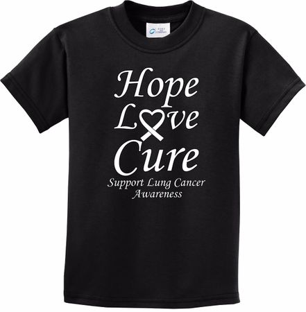 Lung Cancer Hope Love Cure Kids T-shirt
