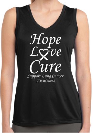 Lung Cancer Hope Love Cure Ladies Dry Wicking Sleeveless Shirt