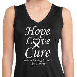 Lung Cancer Hope Love Cure Ladies Dry Wicking Sleeveless Shirt