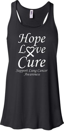 Lung Cancer Hope Love Cure Ladies Flowy Racerback