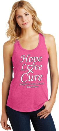Lung Cancer Hope Love Cure Ladies Racerback