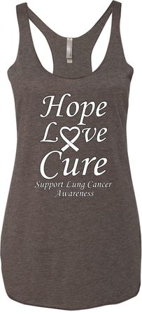 Lung Cancer Hope Love Cure Ladies Tri Blend Racerback