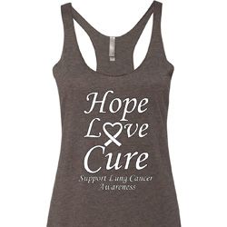 Lung Cancer Hope Love Cure Ladies Tri Blend Racerback