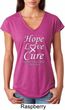 Lung Cancer Hope Love Cure Ladies Tri Blend V-neck
