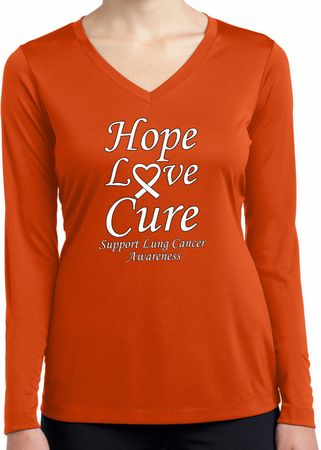 Lung Cancer Tee Hope Love Cure Ladies Dry Wicking Long Sleeve