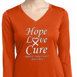 Lung Cancer Tee Hope Love Cure Ladies Dry Wicking Long Sleeve