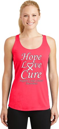 Lung Cancer Tee Hope Love Cure Ladies Dry Wicking Racerback