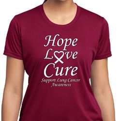 Lung Cancer Tee Hope Love Cure Ladies Dry Wicking T-shirt
