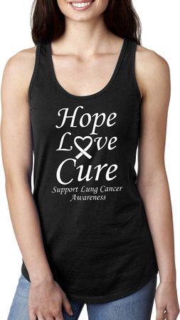 Lung Cancer Tee Hope Love Cure Ladies Ideal Racerback