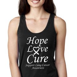 Lung Cancer Tee Hope Love Cure Ladies Ideal Racerback