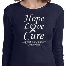 Lung Cancer Tee Hope Love Cure Ladies Long Sleeve
