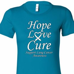 Lung Cancer Tee Hope Love Cure Ladies Longer Length Shirt