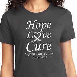 Lung Cancer Tee Hope Love Cure Ladies T-shirt