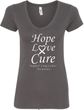 Lung Cancer Tee Hope Love Cure Ladies V-Neck
