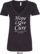 Lung Cancer Tee Hope Love Cure Ladies V-Neck