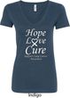 Lung Cancer Tee Hope Love Cure Ladies V-Neck