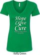 Lung Cancer Tee Hope Love Cure Ladies V-Neck