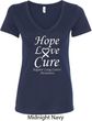 Lung Cancer Tee Hope Love Cure Ladies V-Neck