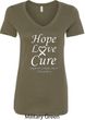 Lung Cancer Tee Hope Love Cure Ladies V-Neck