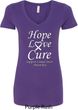 Lung Cancer Tee Hope Love Cure Ladies V-Neck