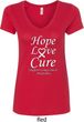Lung Cancer Tee Hope Love Cure Ladies V-Neck