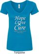 Lung Cancer Tee Hope Love Cure Ladies V-Neck