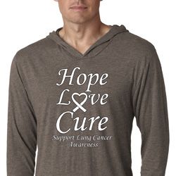 Lung Cancer Tee Hope Love Cure Lightweight Hoodie Tee