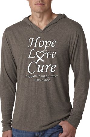 Lung Cancer Tee Hope Love Cure Lightweight Hoodie Tee