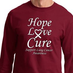 Lung Cancer Tee Hope Love Cure Long Sleeve