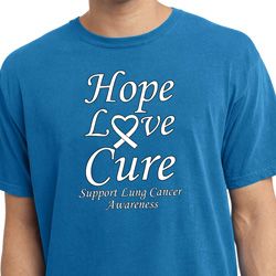 Lung Cancer Tee Hope Love Cure Pigment Dyed Shirt