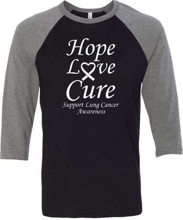 Lung Cancer Tee Hope Love Cure Raglan Shirt