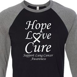 Lung Cancer Tee Hope Love Cure Raglan Shirt
