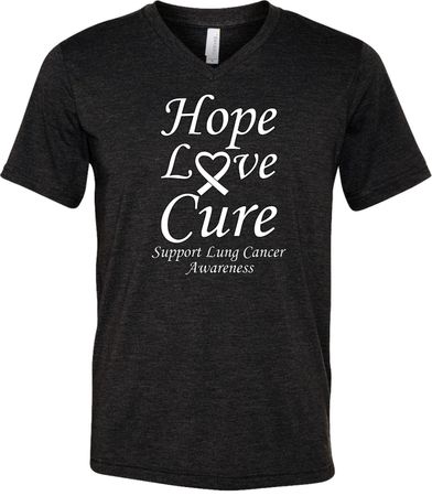 Lung Cancer Tee Hope Love Cure Tri Blend V-neck