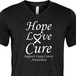 Lung Cancer Tee Hope Love Cure Tri Blend V-neck