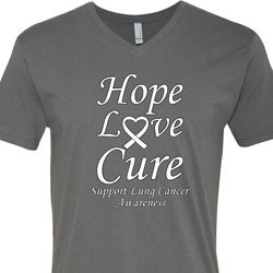 Lung Cancer Tee Hope Love Cure V-neck