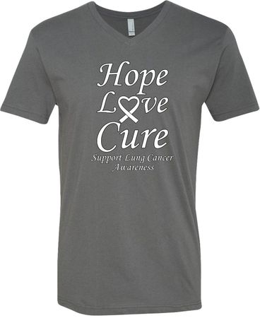 Lung Cancer Tee Hope Love Cure V-neck