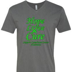 Lymphoma Cancer Awareness Hope Love Cure V-neck