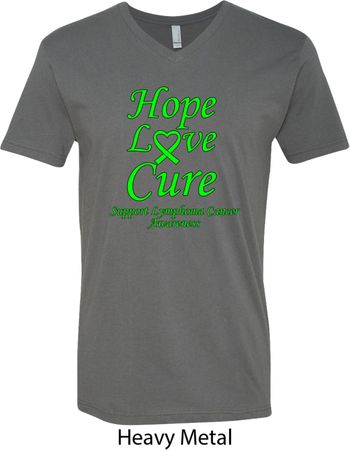 Lymphoma Cancer Awareness Hope Love Cure V-neck