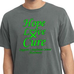Lymphoma Cancer Hope Love Cure Pigment Dyed T-shirt
