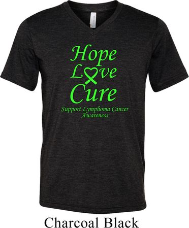 Lymphoma Cancer Hope Love Cure Tri Blend V-neck