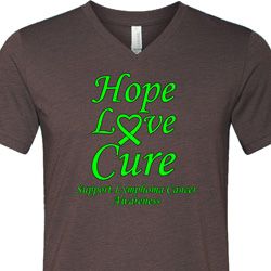Lymphoma Cancer Hope Love Cure Tri Blend V-neck