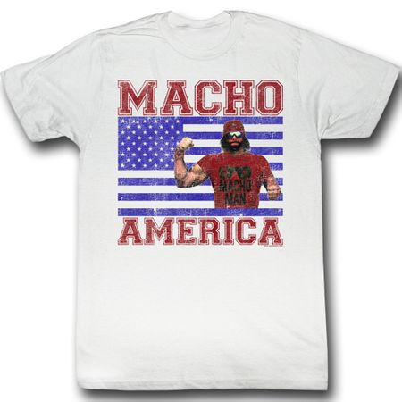 Macho Man Shirt Macho America Adult White Tee T-Shirt