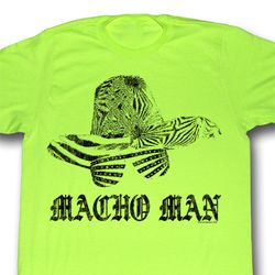 Macho Man Shirt Macho Hat Adult Bright Green Tee T-Shirt