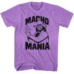 Macho Man Shirt Macho Mania Heather Purple Tee T-Shirt