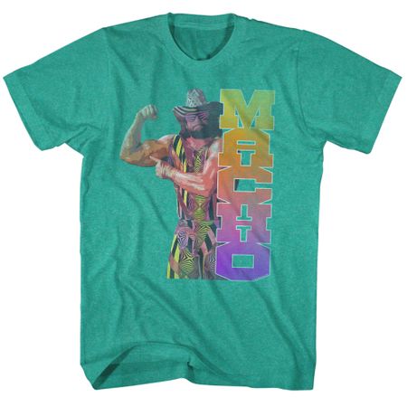 Macho Man Shirt Macho Muscle Teal T-Shirt