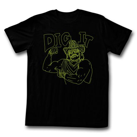 Macho Man Shirt Outline Black T-Shirt