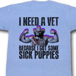 Macho Man Shirt Sick Puppies Adult Light Blue Tee T-Shirt