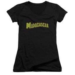 Madagascar Juniors V Neck Shirt Logo Black T-Shirt Madagascar Juniors V Neck Shirt Logo Black T-Shirt