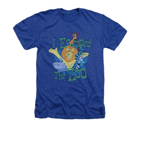 Madagascar Shirt Escaped Adult Heather Royal Blue Tee T-Shirt